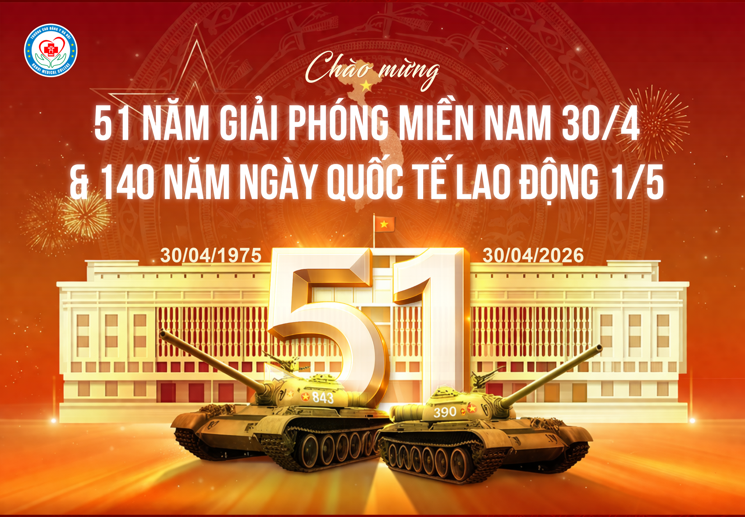 CHÀO MỪNG 51 NĂM NGÀY GIẢI PHÓNG MIỀN NAM 30/4 & 140 NĂM NGÀY QUỐC TẾ LAO ĐỘNG 1/5