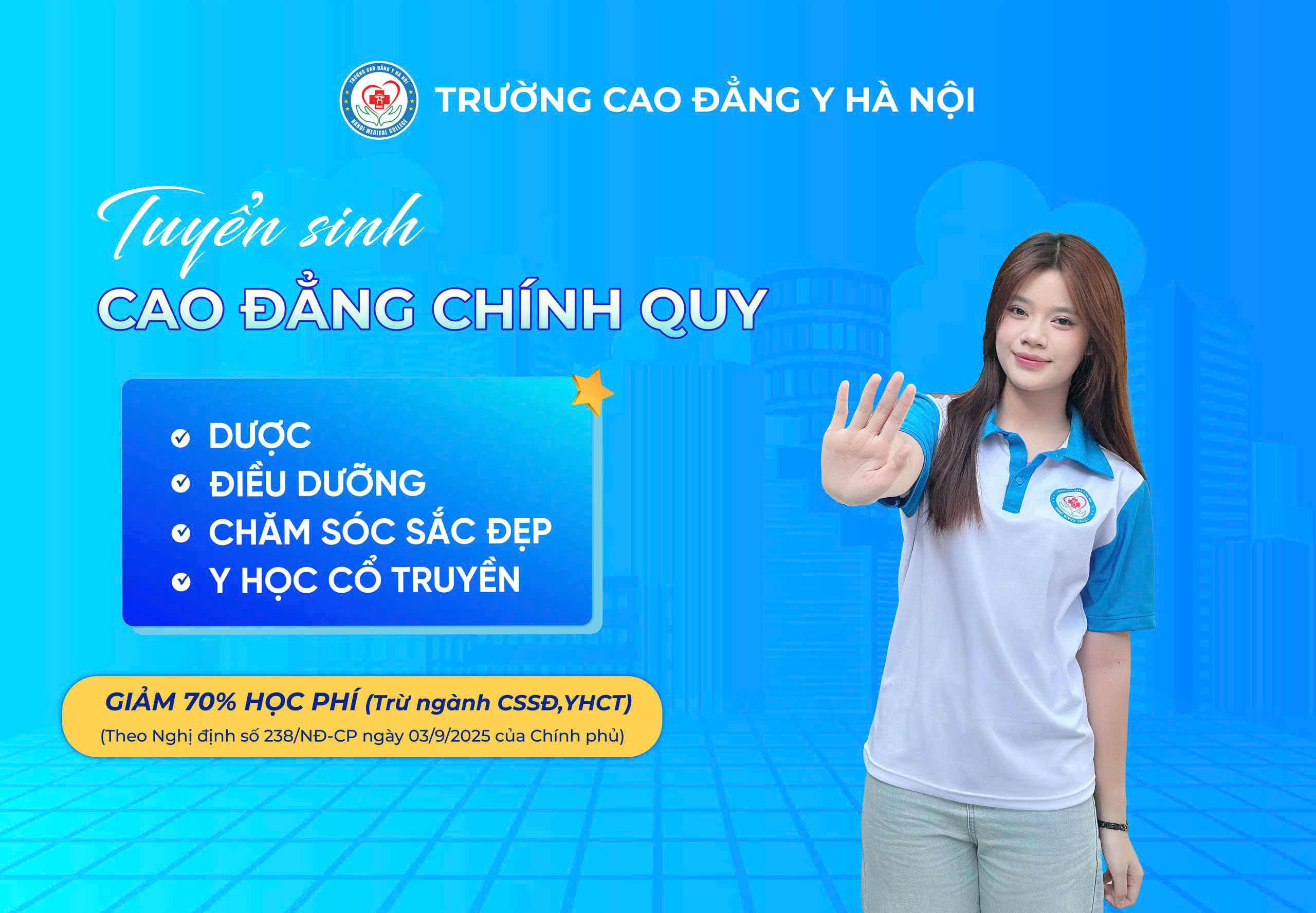 TUYỂN SINH CAO ĐẲNG CHÍNH QUY 2026 NGÀNH DƯỢC - ĐIỀU DƯỠNG - CHĂM SÓC SẮC ĐẸP  - Y HỌC CỔ TRUYỀN