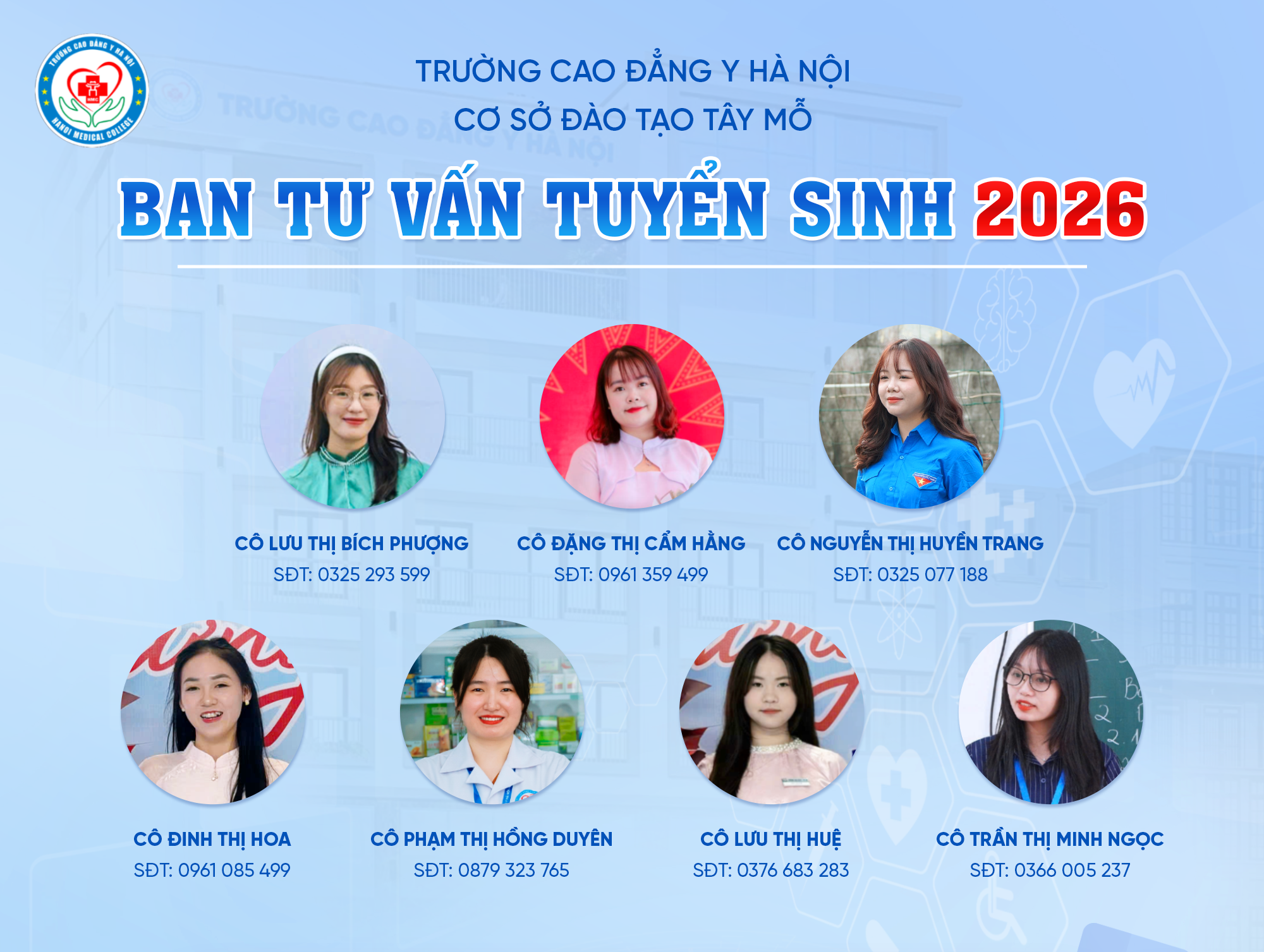 BAN TƯ VẤN TUYỂN SINH 2026 TRƯỜNG CAO ĐẲNG Y HÀ NỘI – CƠ SỞ ĐÀO TẠO TÂY MỖ